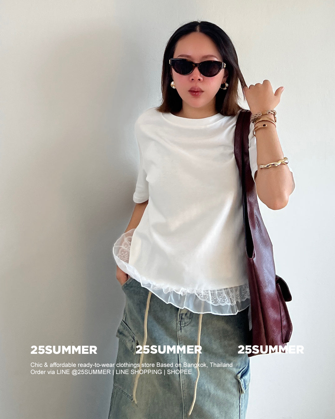 T36 - เสื้อยืดชายระบายลูกไม้