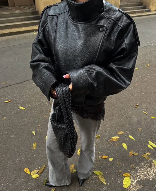 B36 - Funnel leather jacket