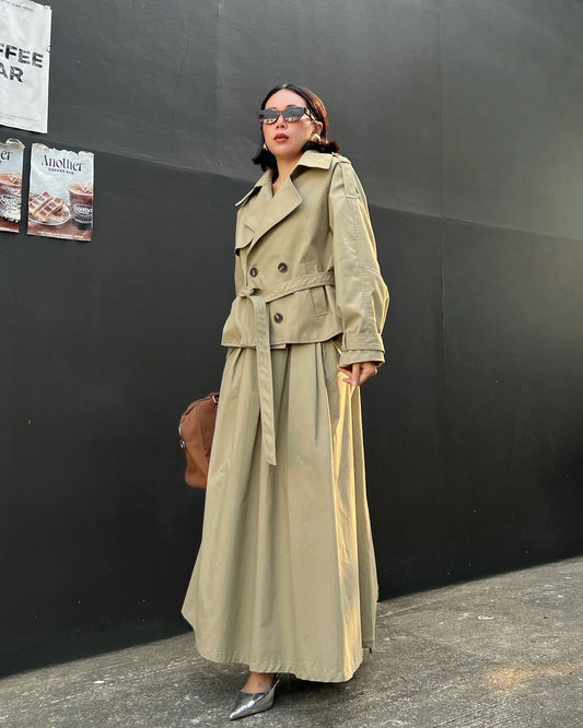 A95- Short trench coat with skirt